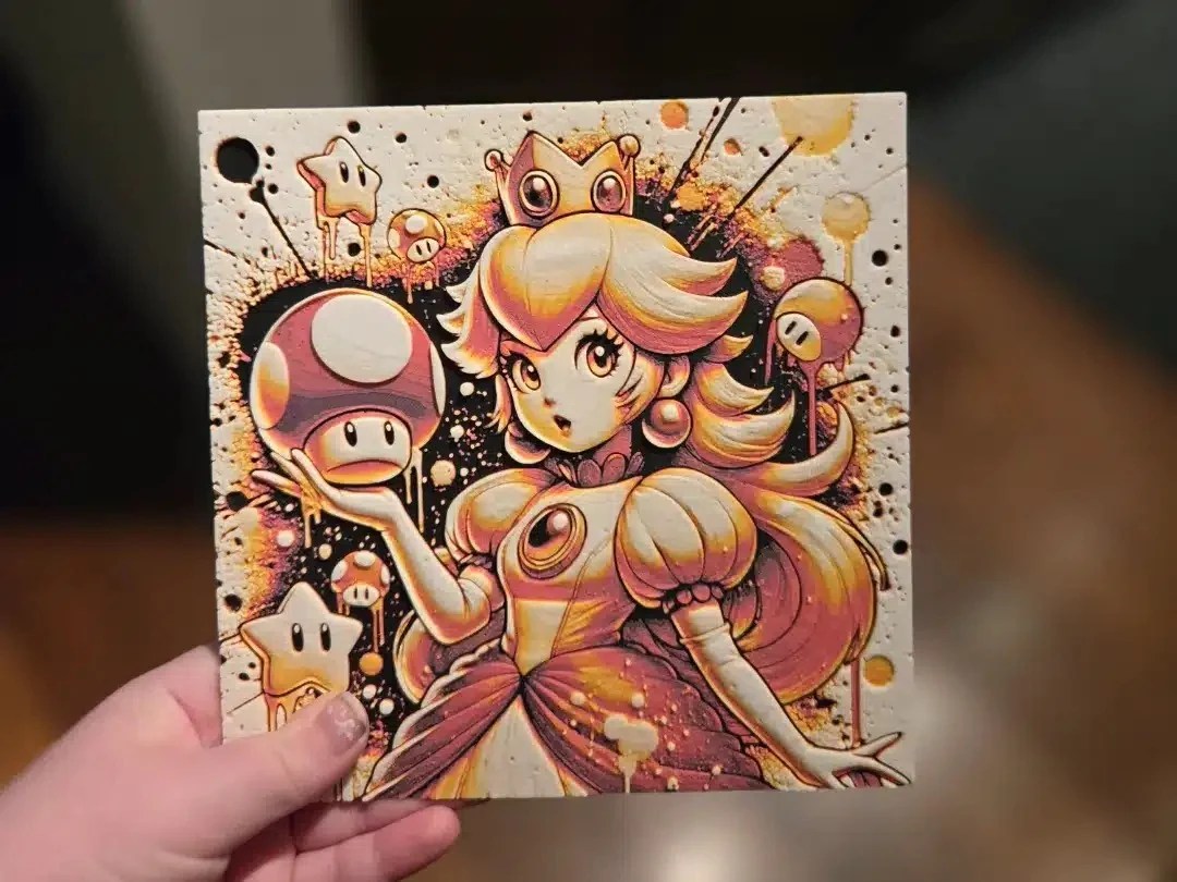 Graffiti Princess Peach - HueForge 3D Bildplatte