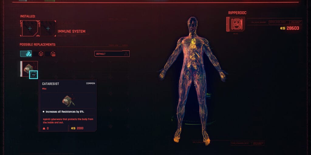  Rafik Cyberpunk 2077 Circulatory System Cyberpunk Increase headshot damage Crit Chance.