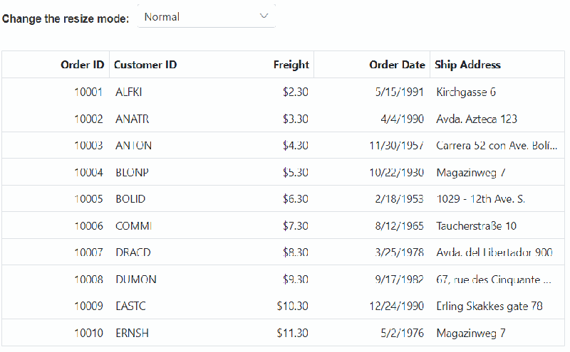 Column Resizing In Syncfusion Asp Net Mvc Grid Component - Premium Minimal Background Gallery - Ultra HD