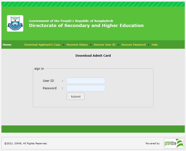 DSHE Teletalk 2021 - dshe.teletalk.com.bd