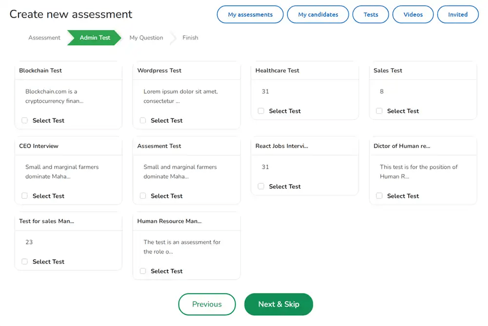 Online interview and assessment software for job seekers
