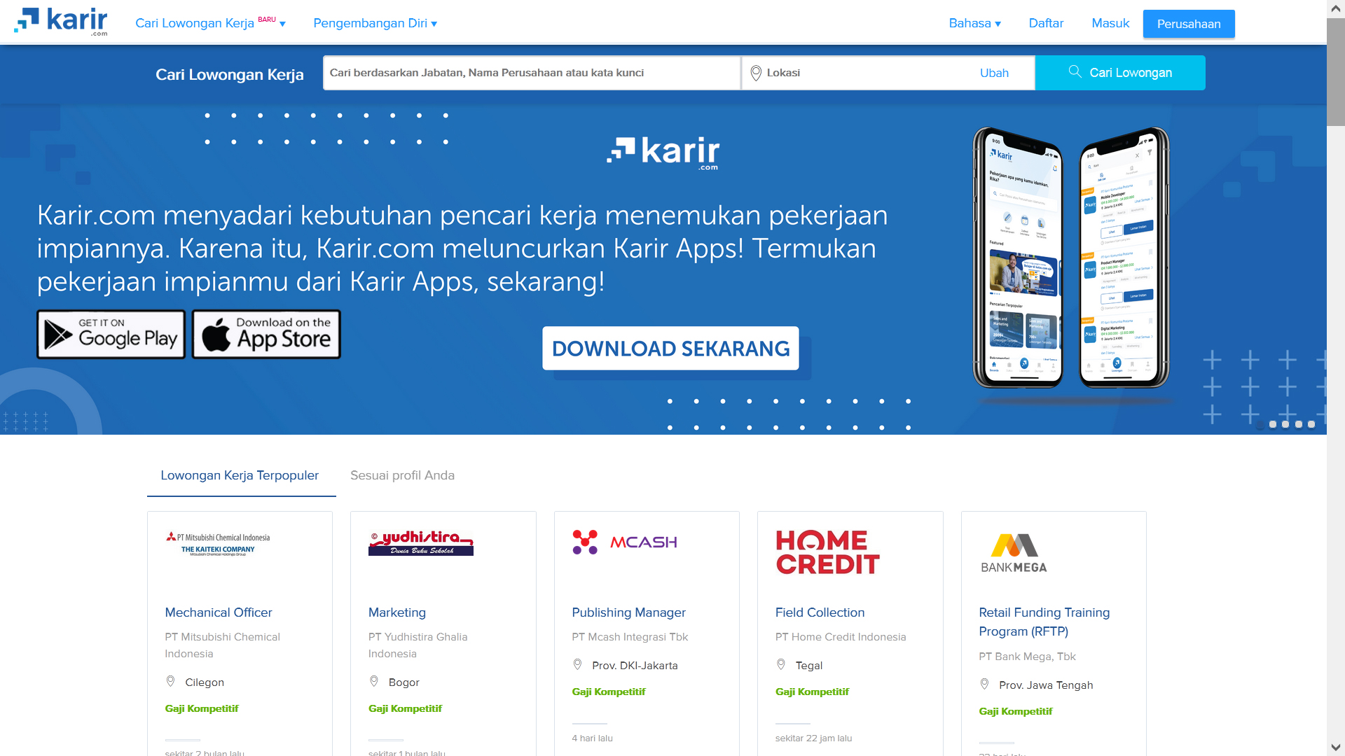 karir.com job board screenshot