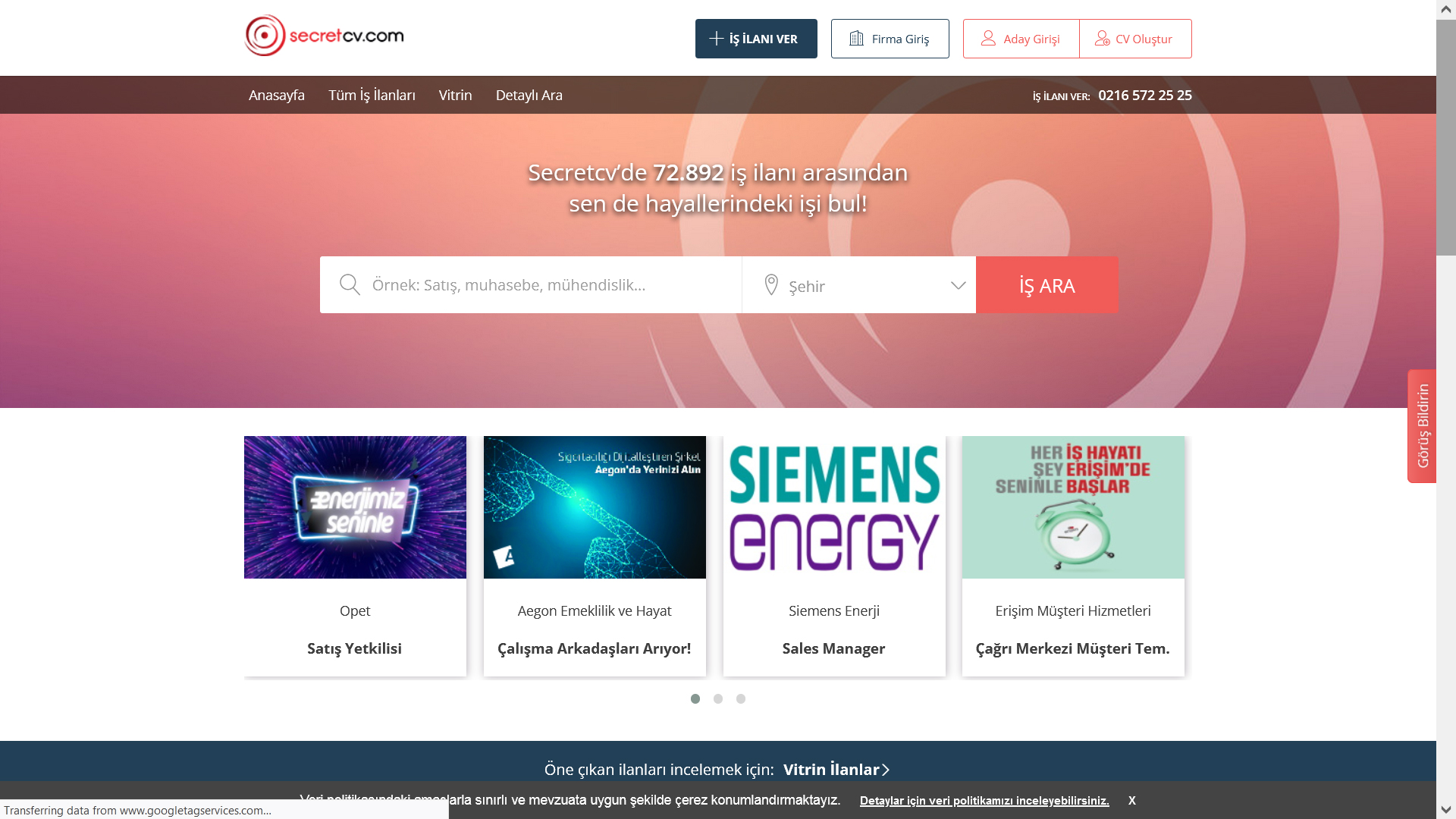 secretcv.com job board screenshot