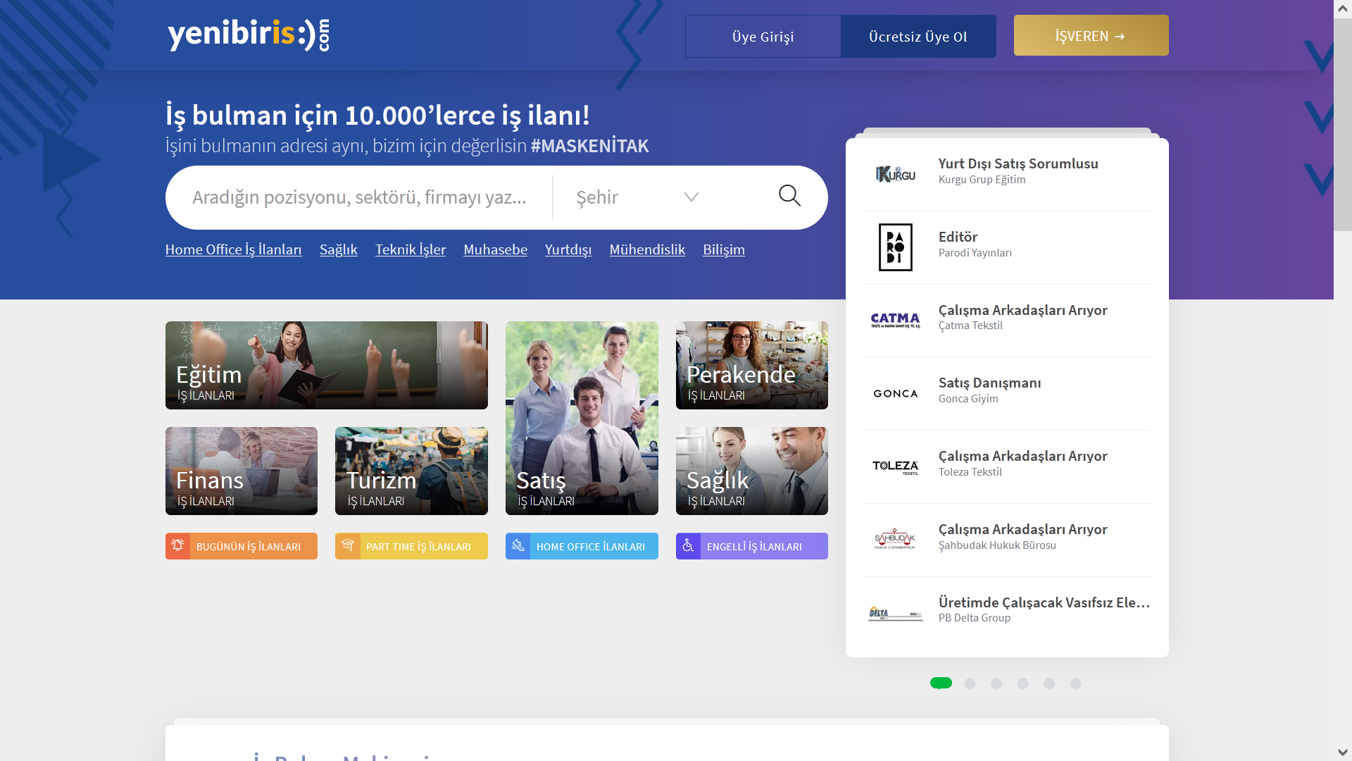 yenibiris.com job board screenshot
