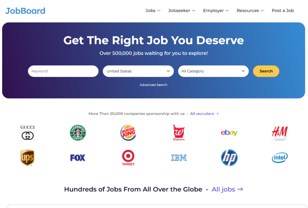 eJobsite recruitment software interface showing job postings and candidate management