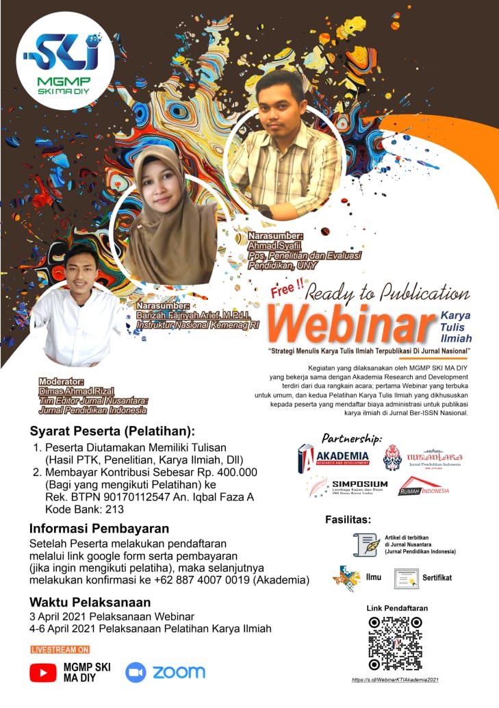 Kegiatan tersebut digelar pada 3 september 2021 sampai 24 oktober 2021. Webinar Karya Tulis Ilmiah - ejogja