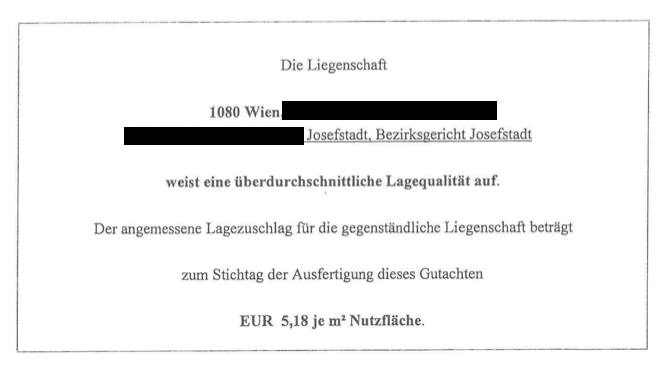 Auszug aus dem Gutachten eines Immobilien-Sachverständigen