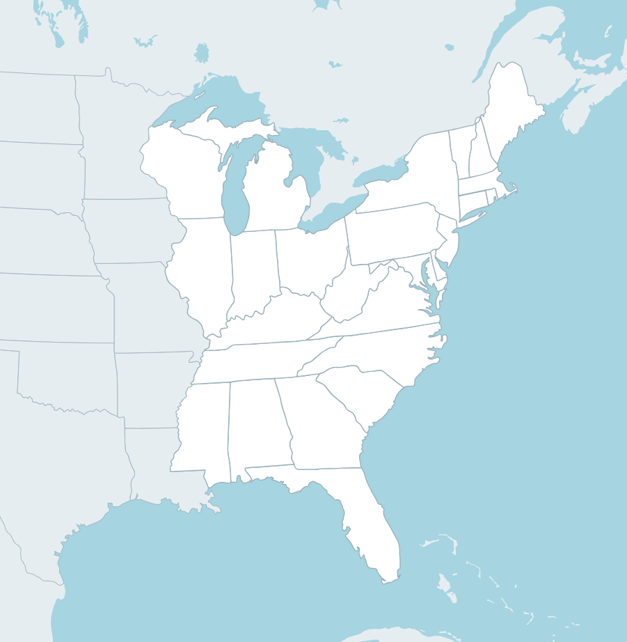 Us Map Of Eastern States US States East Of The Mississippi River G Us 01e 