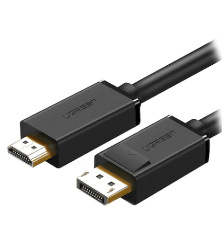 Cablu video Ugreen, DP101 DP (T) la HDMI (T), rezolutie maxima 4K UHD (3840 x 2160) la 30 Hz, conectori auriti, 1.5m, negru 10239