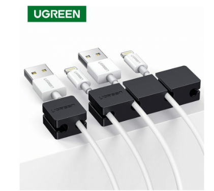 Organizator cabluri Ugreen, LP208 adeziv 3M, sase orificii destinate organizarii cablurilor, negru 70585