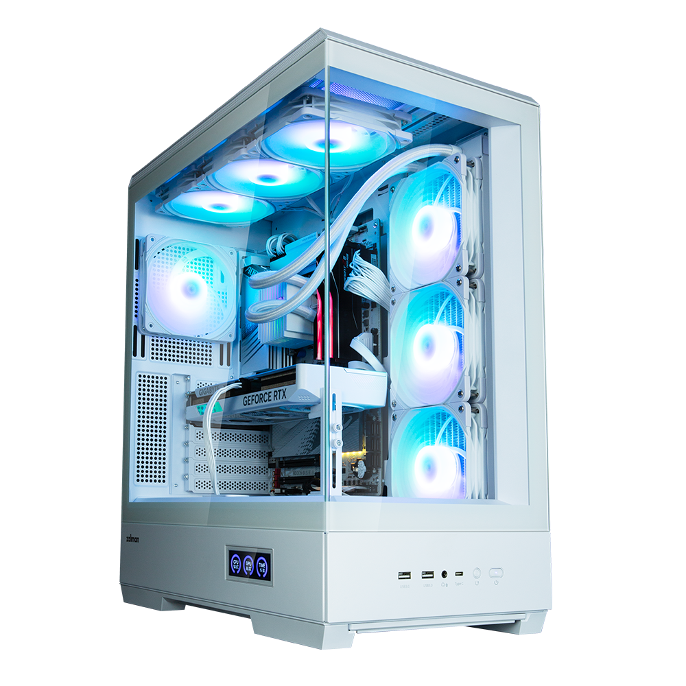 Carcasa Zalman P50 DS, middle tower, gaming, fara sursa, suporta 10xfan, 4xfan inclus, PSU shroud, afisaj electronic