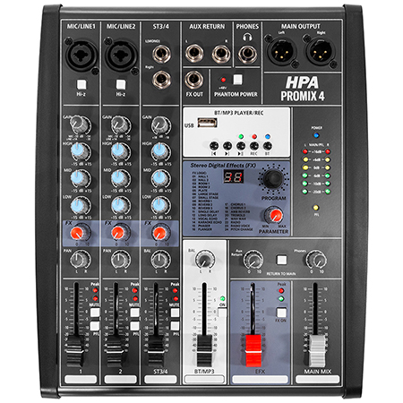 Mixer digital 4 canale 48V BT/USB/SD