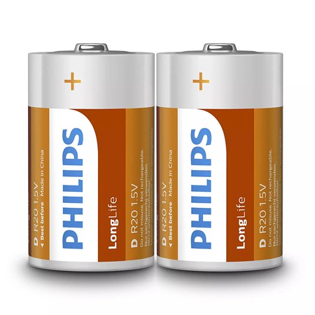 Baterie longlife R20 d folie 2 buc Philips