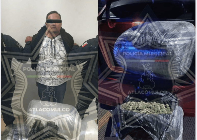 Detienen en Atlacomulco a sujeto con gran cargamento de marihuana