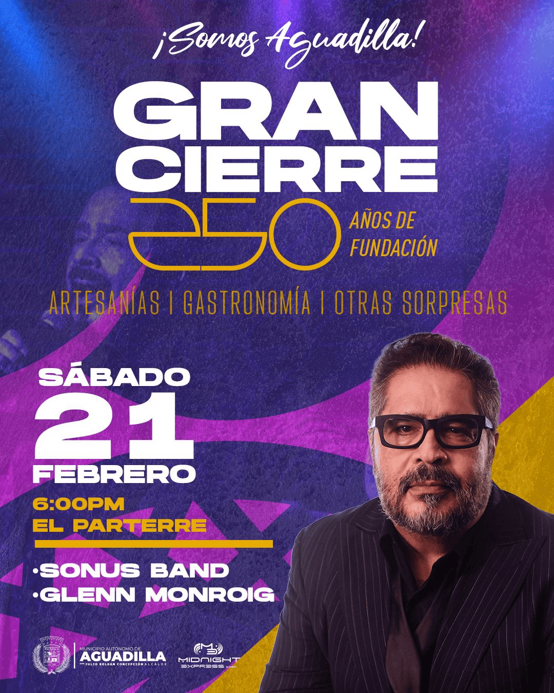 Aguadilla culmina la celebración de su 250 aniversario con un histórico concierto de Glenn Monroig