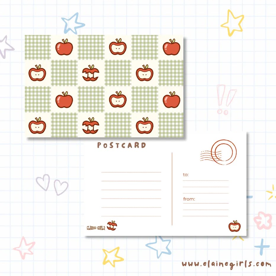 Apple Checkered Postcard | Elaine Girls