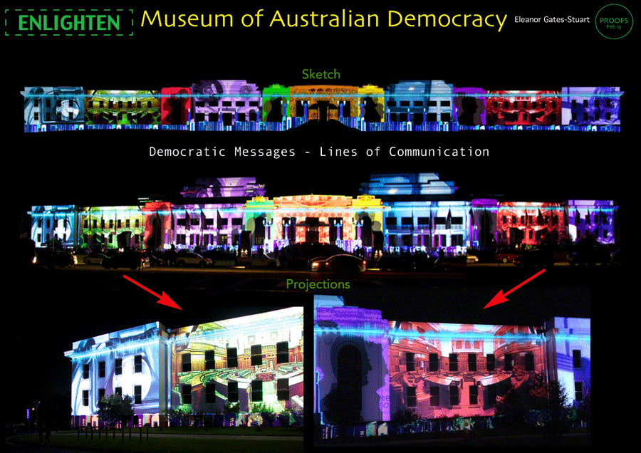 Enlighten 2013: Museum of Australian Democracy Architectural Projections by Eleanor Gates-Stuart