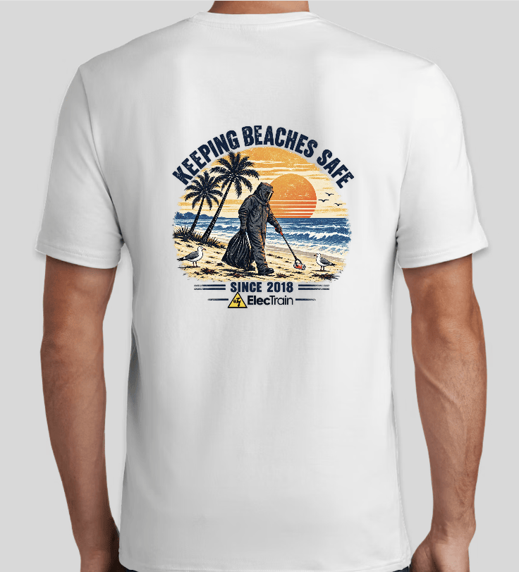 Keeping Beaches Safe shirt — back view in white