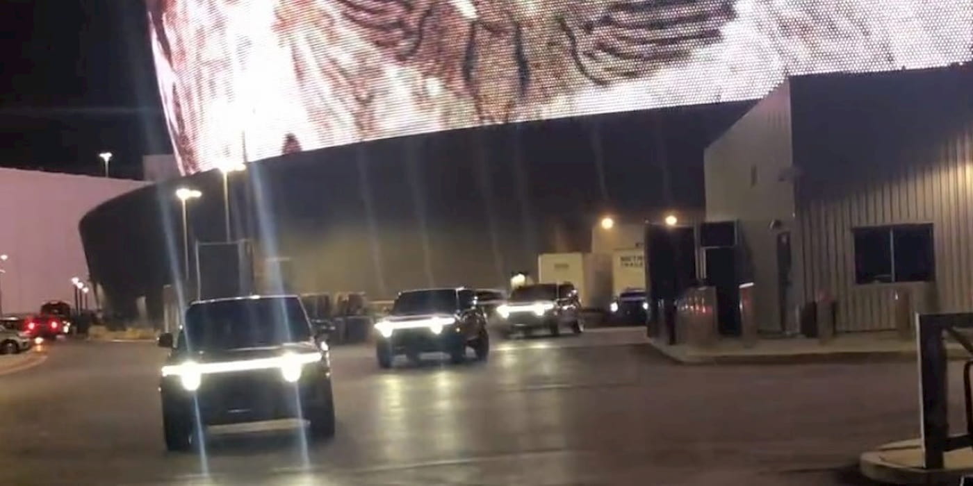 Is Rivian R1S the new Escalade? Convoy spotted with U2 exiting Vegas Sphere