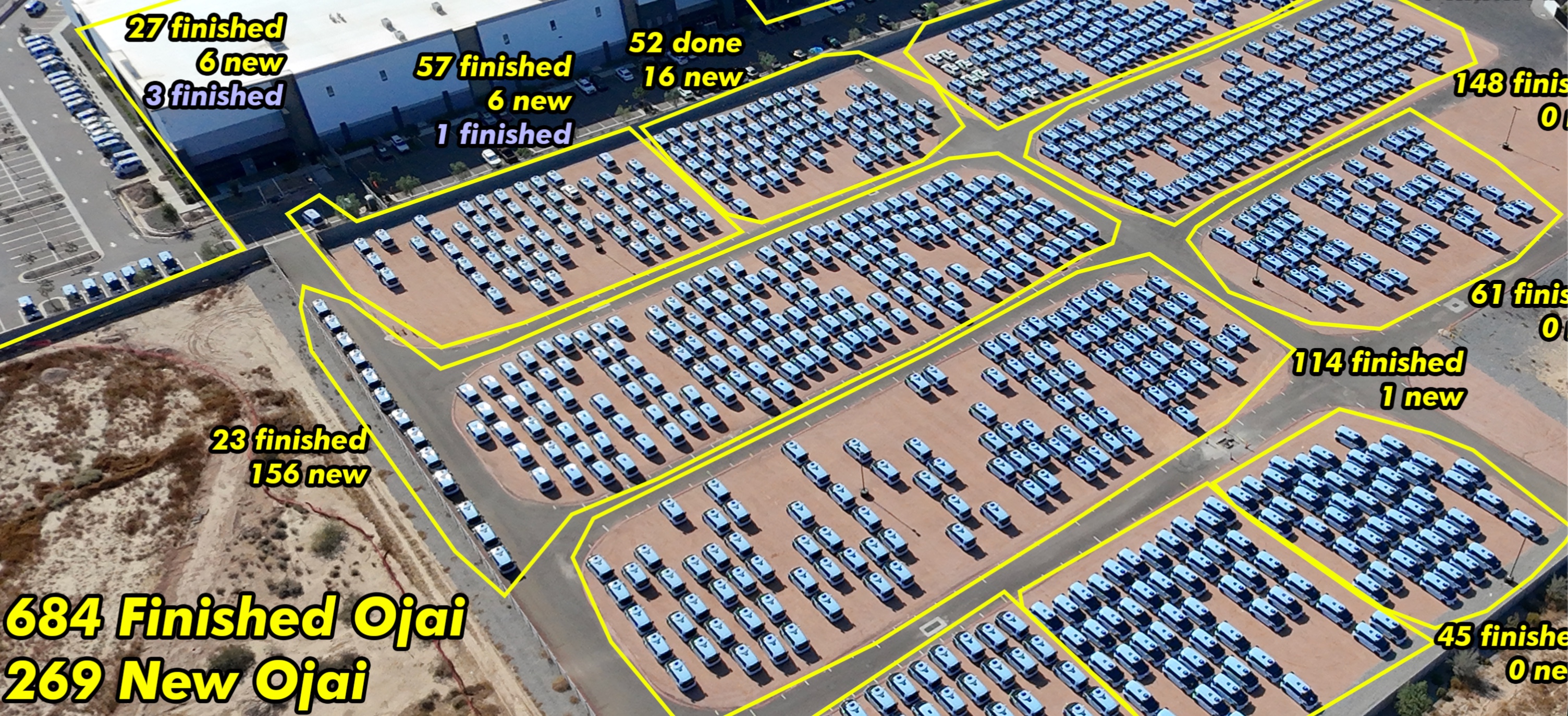 Waymo Accumulates 953 Ojai Robotaxis in Mesa