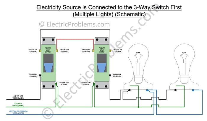 How To Wire A 3 Way Switch With Multiple Lights Electric Problems