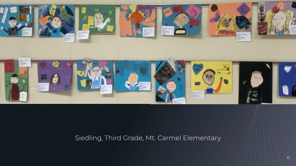 An example of students work of self portraits