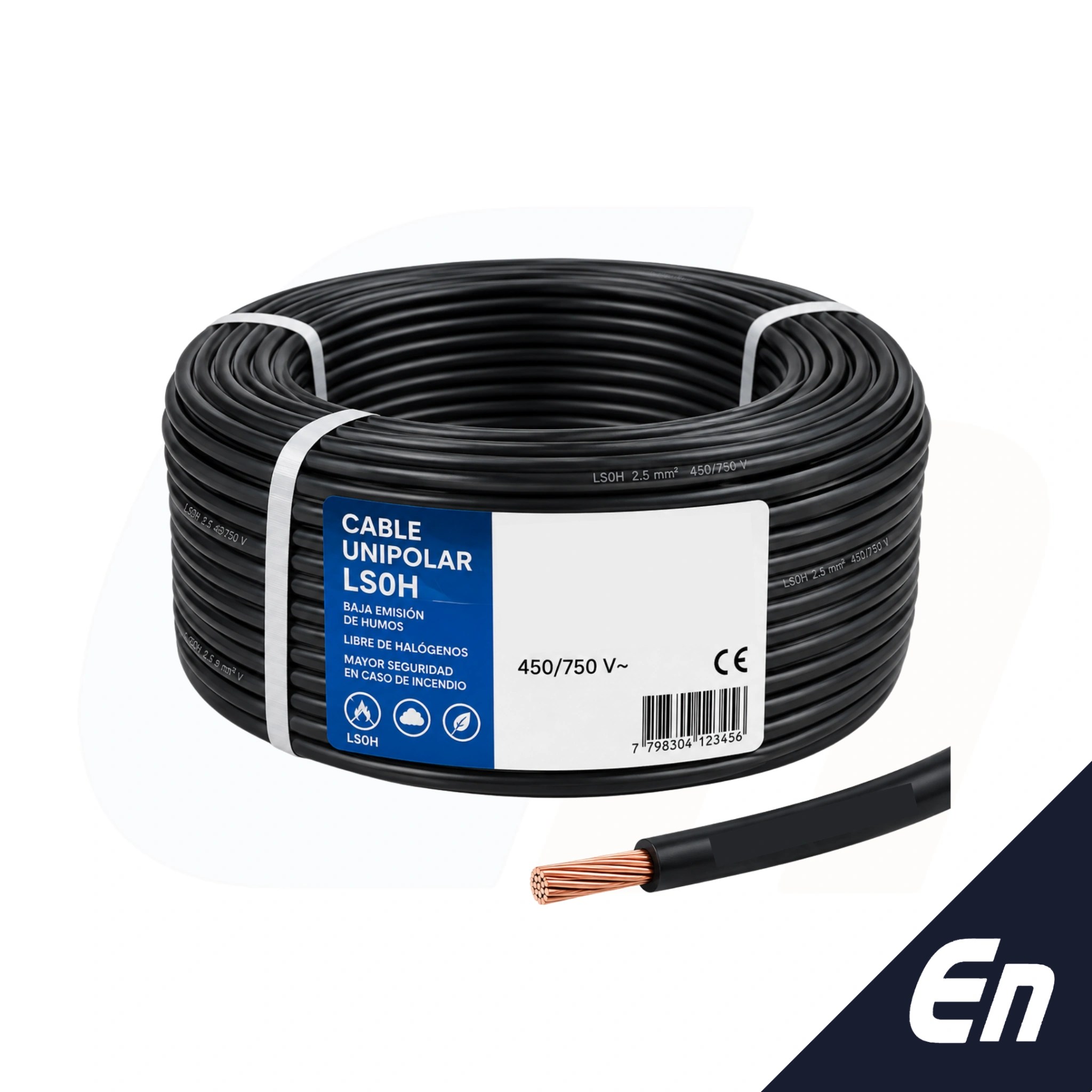 CABLE UNIPOLAR LIBRE DE HALOGENOS BAJA EMISIÓN DE HUMO