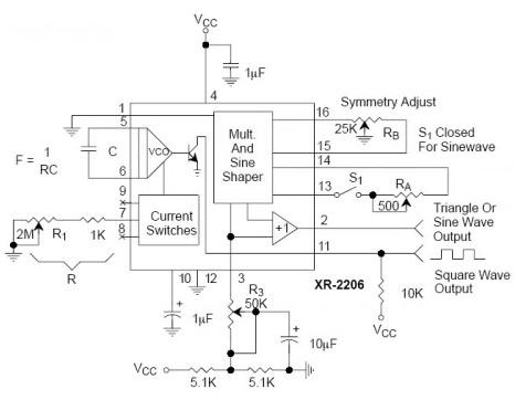 Xr2206 Function Generator Kit Circuit Diagram
