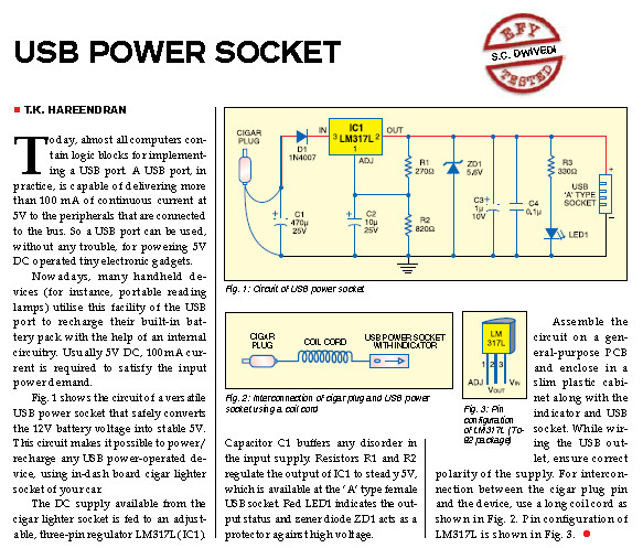 USB Power Socket Project