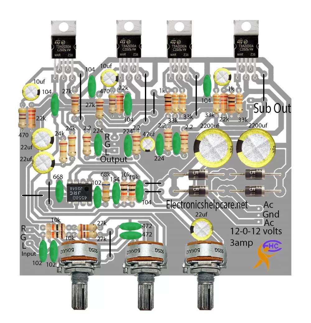 Subwoofer amplifier using TDA2030