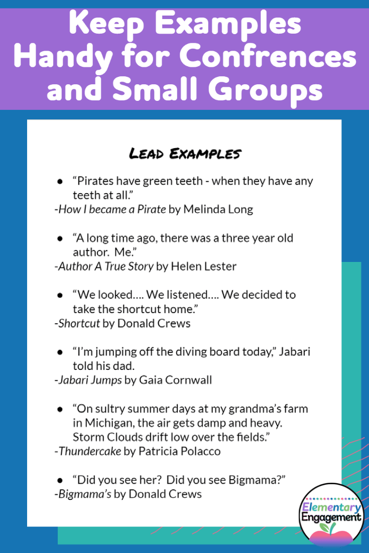 Lead Story Example Personal Narratives with Strong Leads - Elementary Engagement