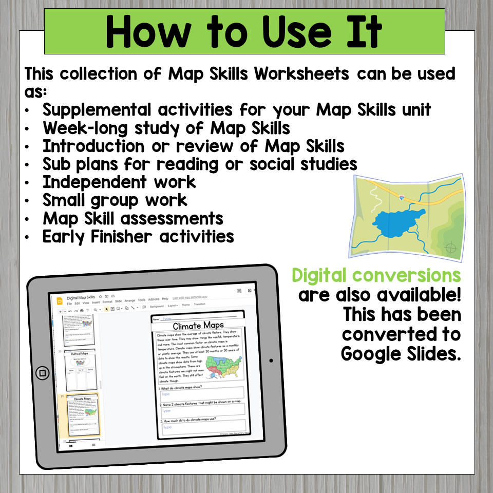 All About Maps Activities Map Skills Worksheets Reading Passages Thumbnails.
