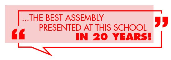 testimonial graphic for best educational elementary school assemblies performer magician Cris Johnson