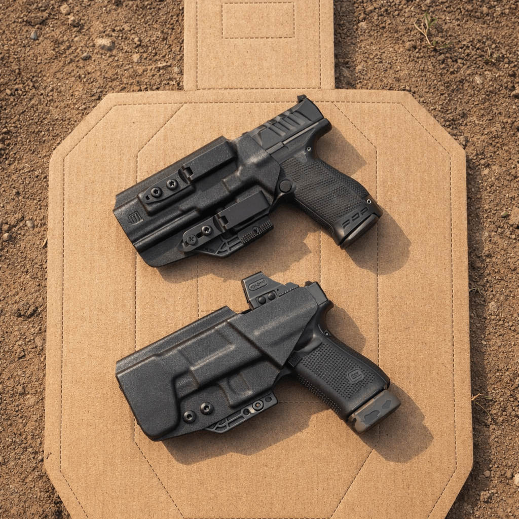 ARK AIWB holster front and back at the range