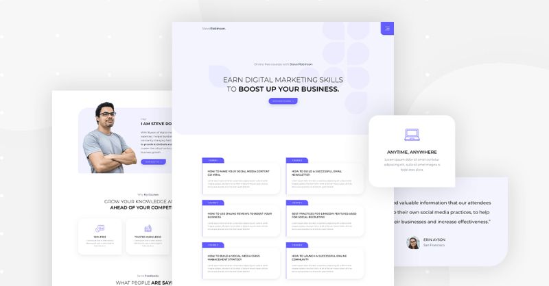 Online Course Website Template Kit Elementor - Best Geometric Patterns in Full HD