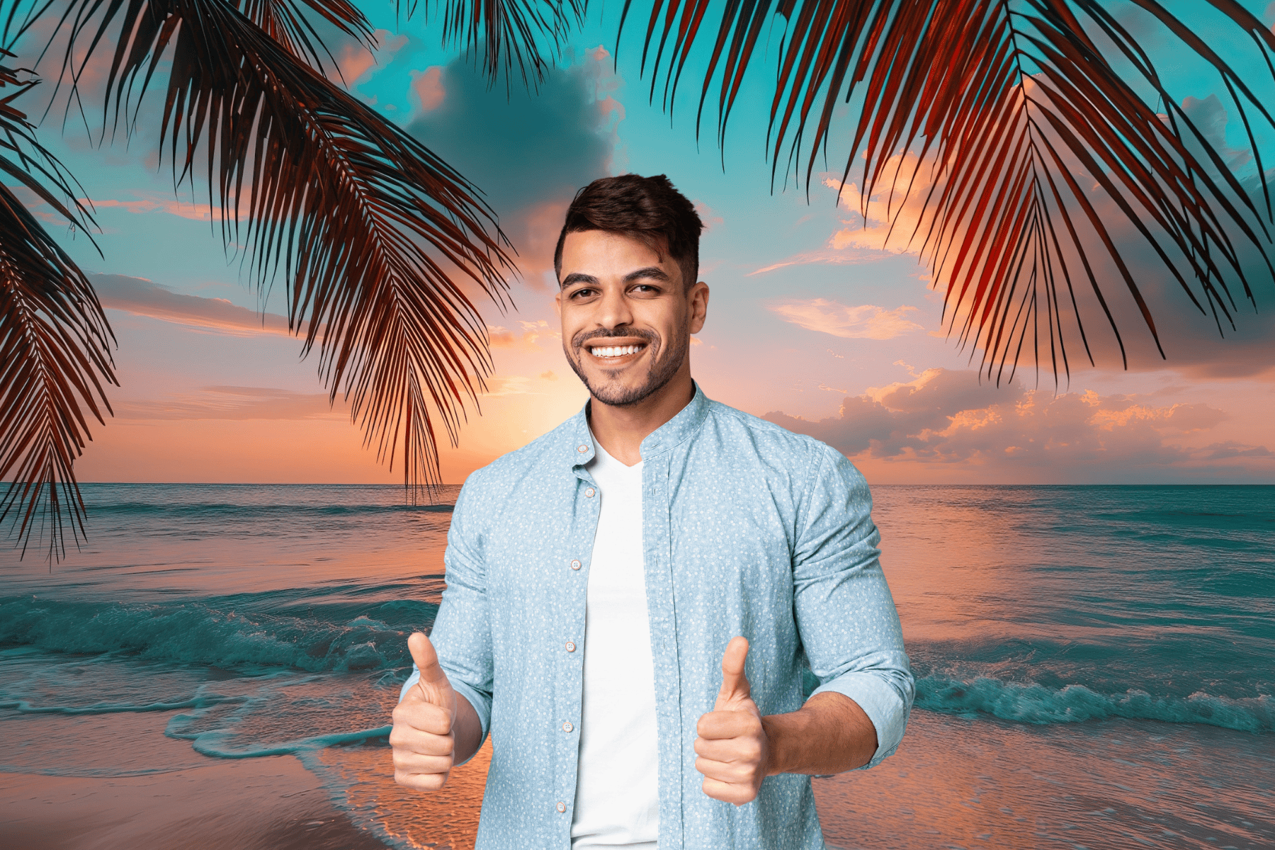 Sunset beach background for photo booth