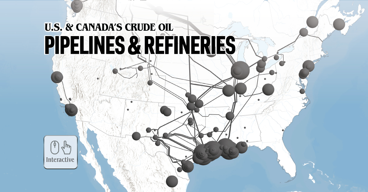Interactive Map Crude Oil Pipelines And Refineries Of U S And Canada Shareable 1200px 