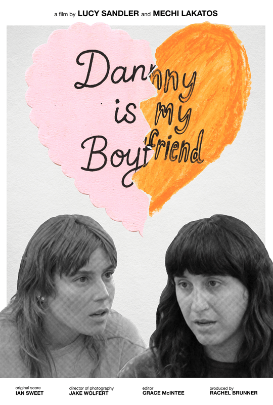 Movie poster featuring overlapping pink and orange hearts with the text "Danny is my Boyfriend."