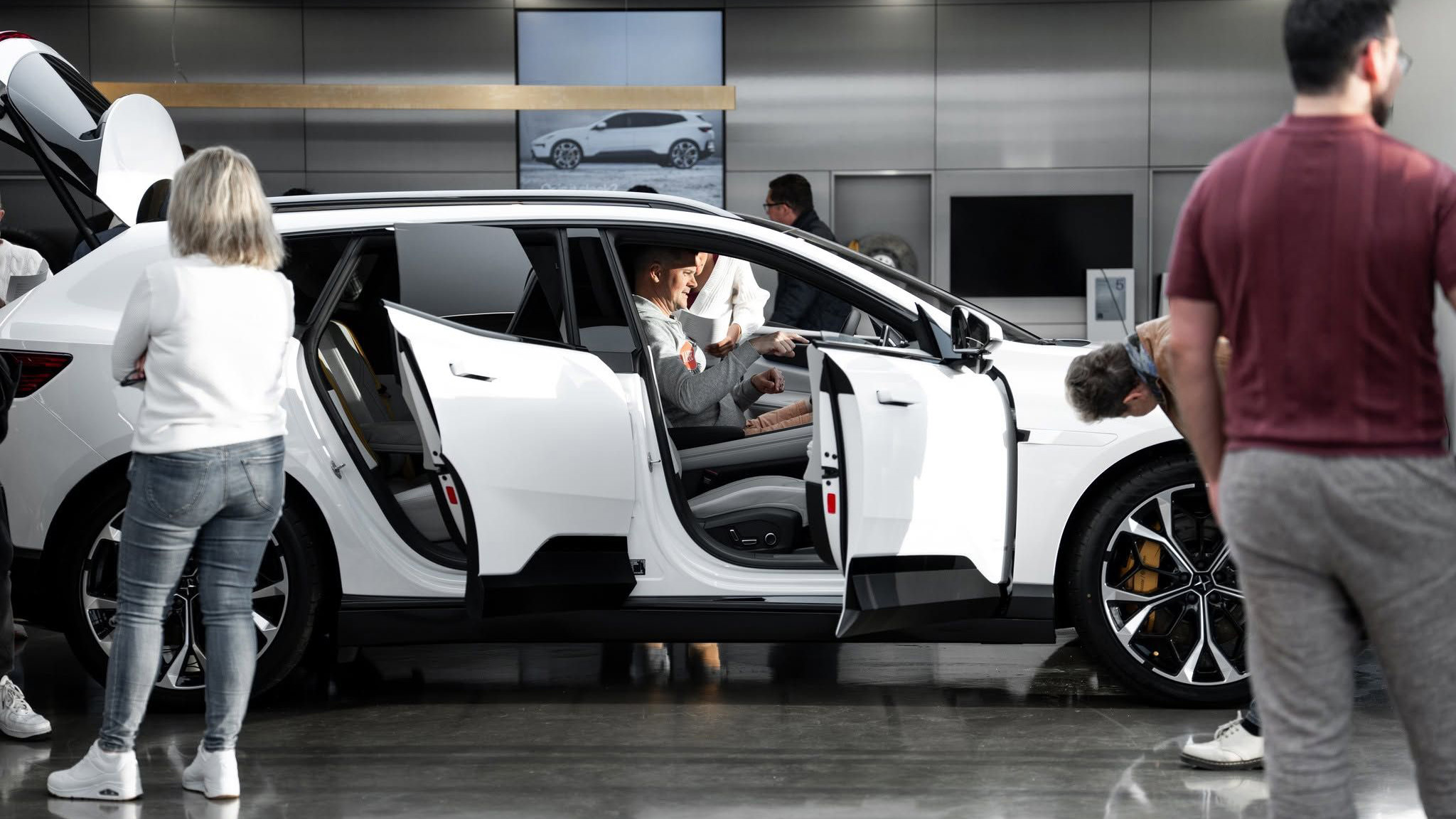 Polestar 4 SUV in a showroom