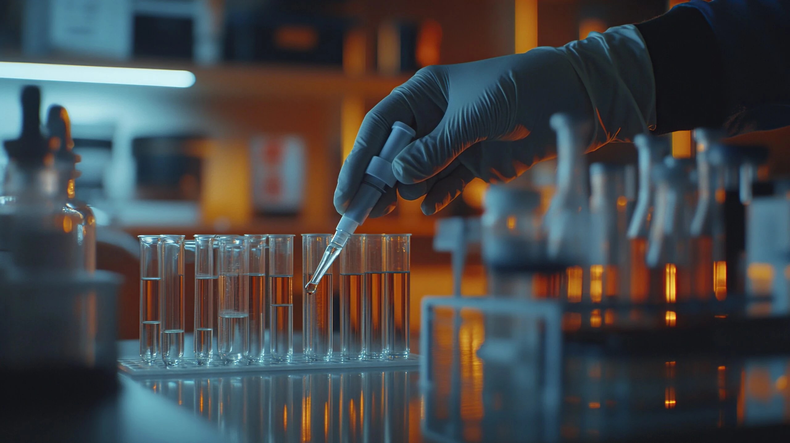 Laboratory research equipment and test tubes at Elev8 Lab