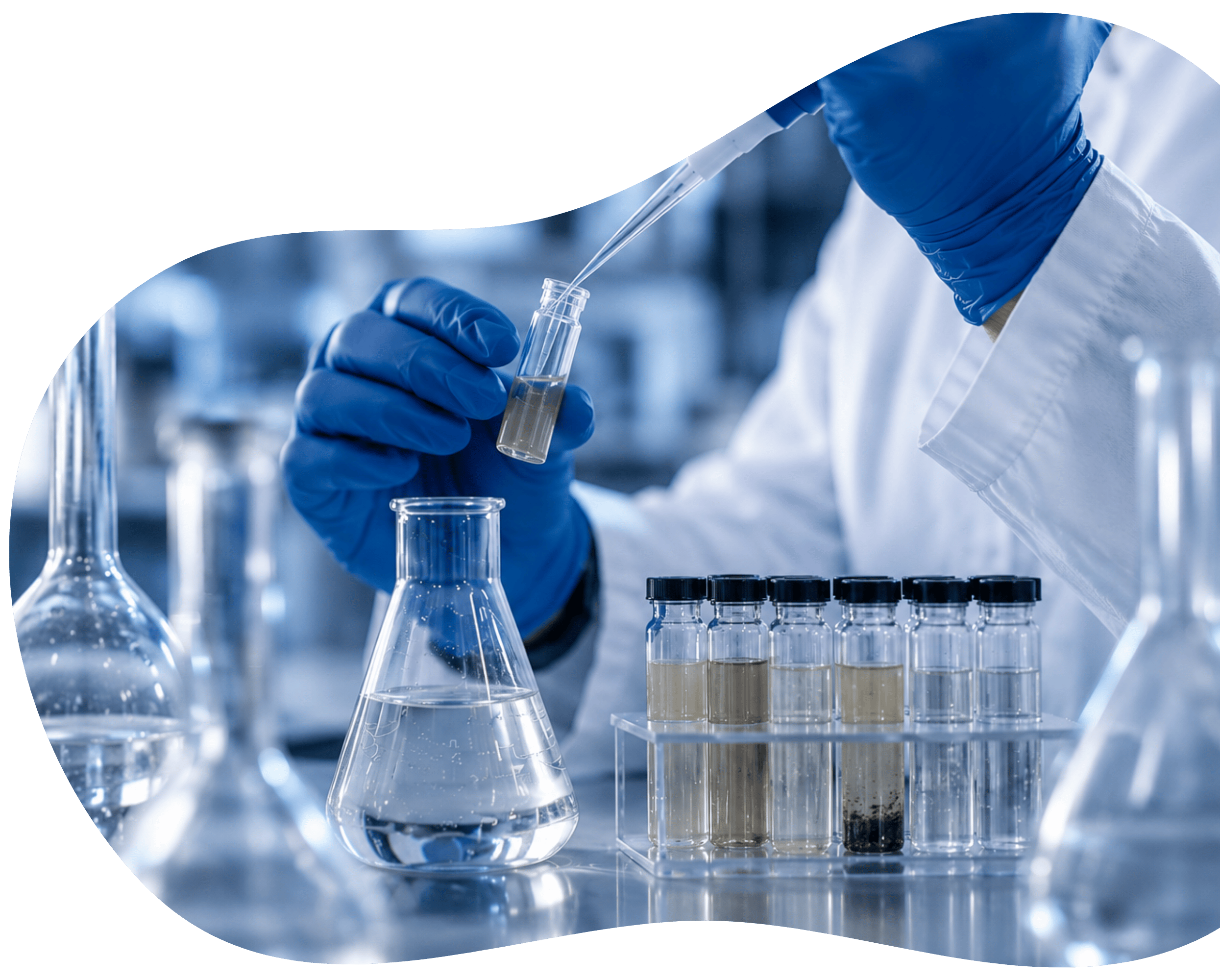 Laboratory technician preparing environmental samples for analysis