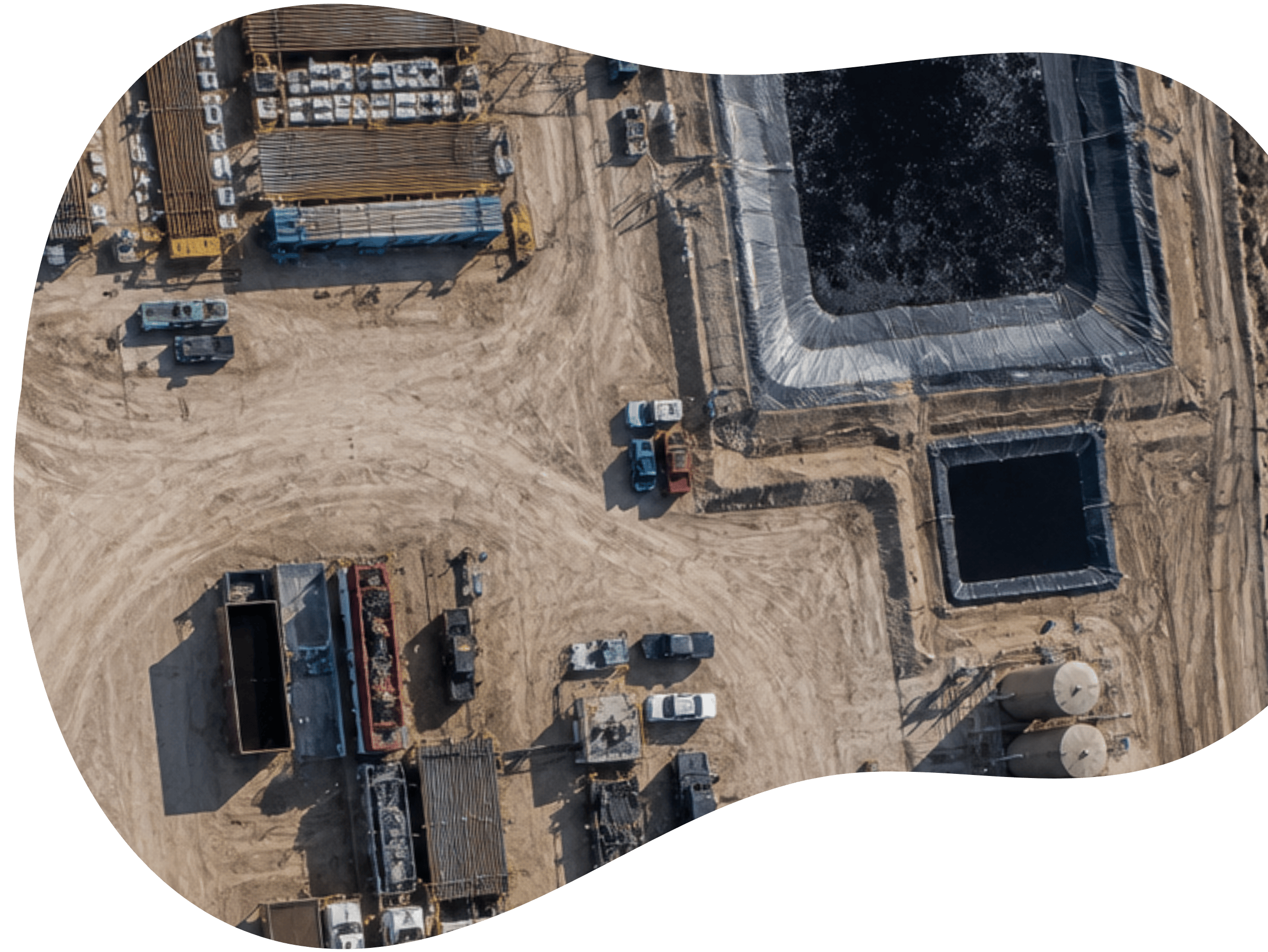 Aerial view of an industrial site for environmental testing and monitoring
