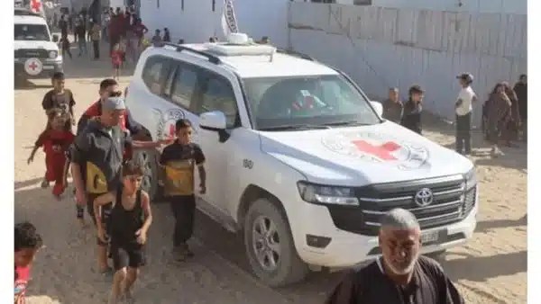 دخول فريق الصليب الأحمر وكتائب القسام لمنطقة غزة