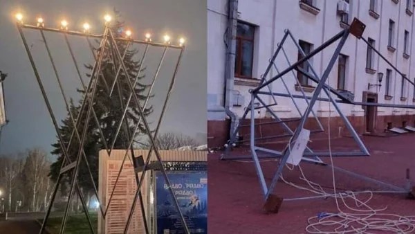 تخريب شمعدان عيد الأنوار في أوكرانيا