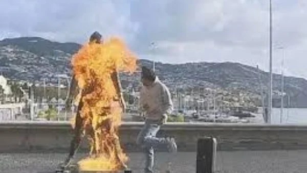 إضرام النار في تمثال كريستيانو رونالدو بماديرا