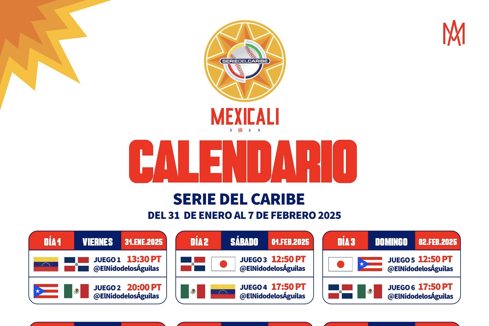 Calendario de la serie del caribe mexicali 2025