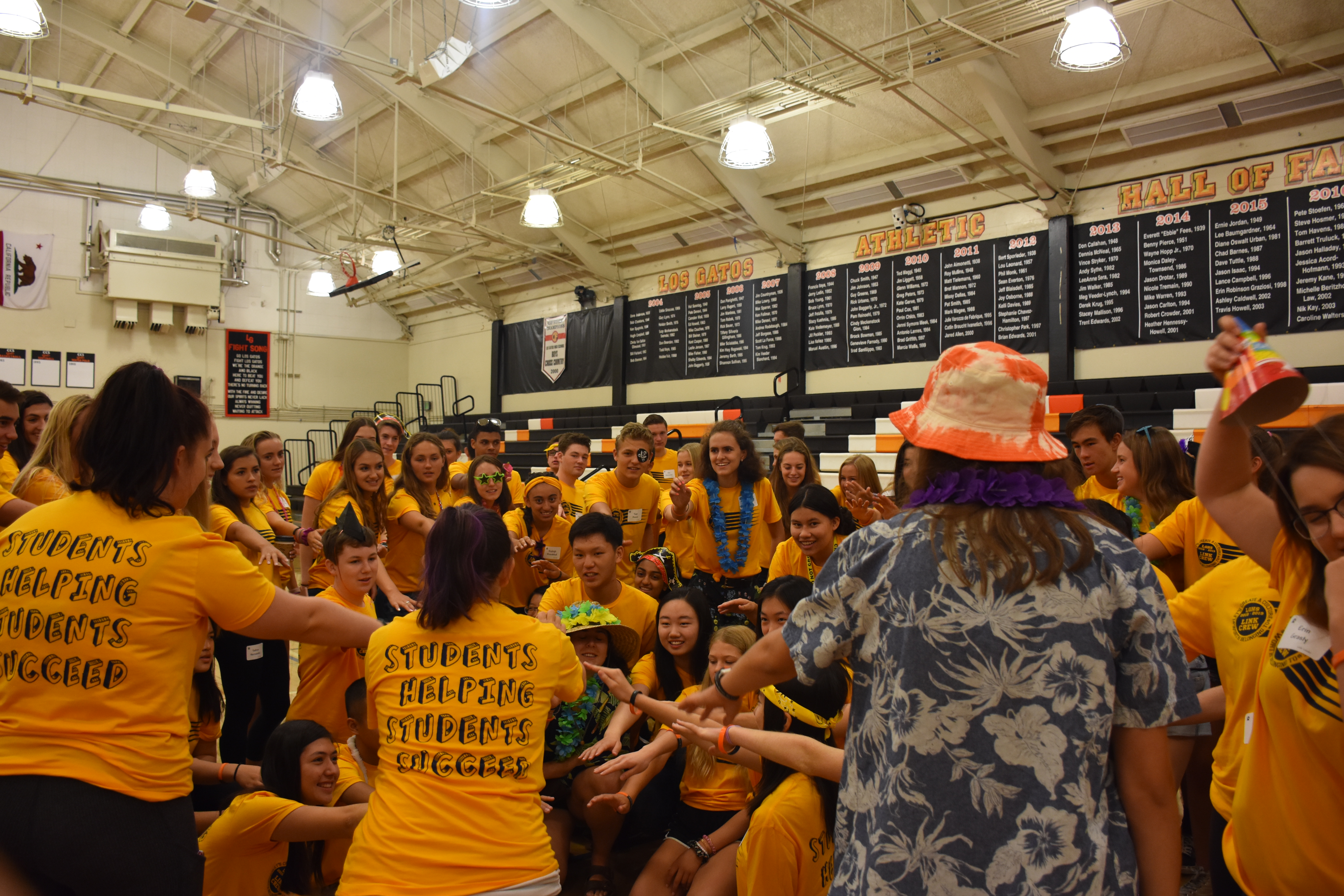 Link Crew leaders break in preparation for the incoming freshmen