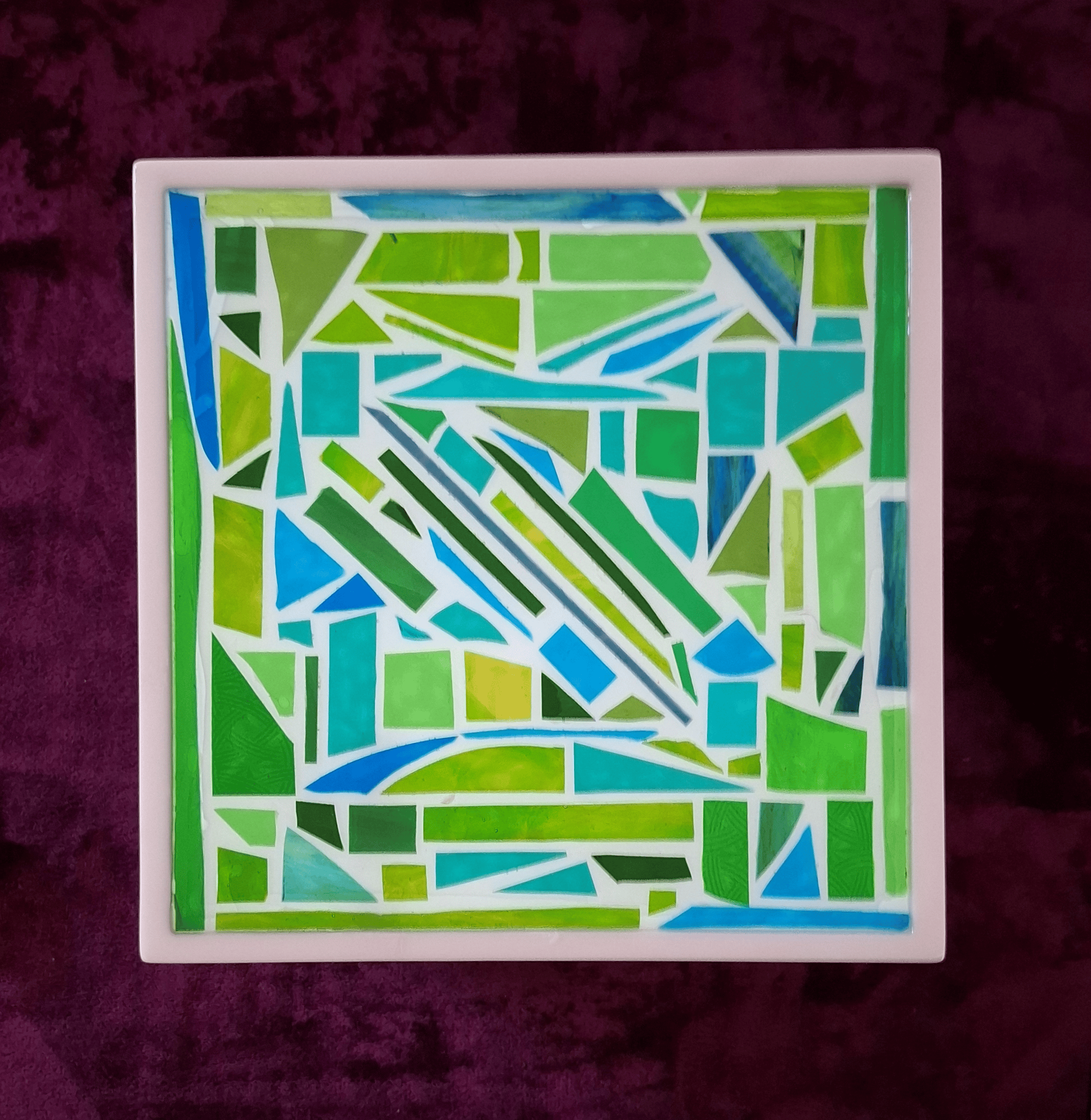 handcrafted mosaic on solid surface unique stained-glass mosaic on solid surface - Incircle's new mosaic modular studio table