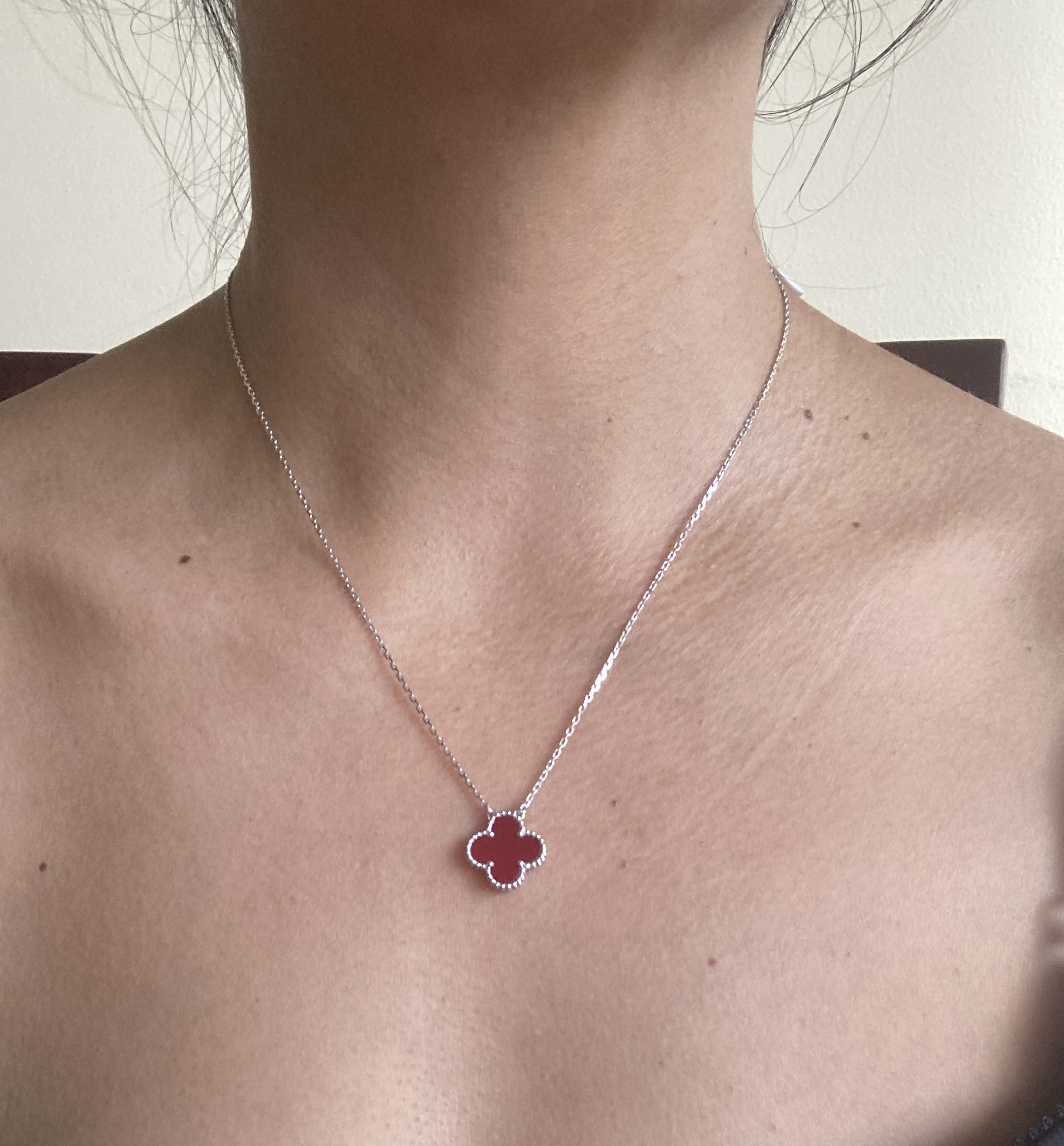 18K Solid Gold Agate Necklace