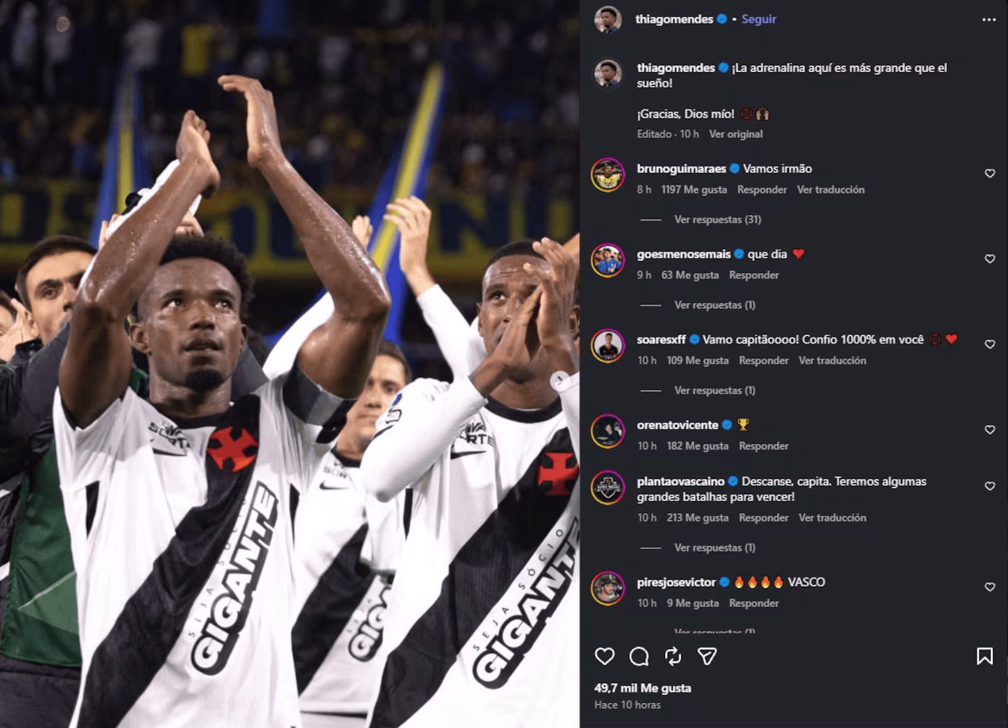 image-182 El provocador posteo del capitán de Vasco da Gama contra Boca tras ganar en la Bombonera